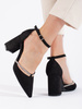 Black Suede Block Heel Pumps