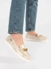 Suede Gold Loafers with Chain