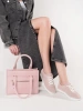 Light pink satchel bag with decorative zipper