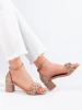 Beige Block Heel Sandals