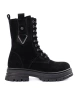 High Leather Lace-Up Boots in Black