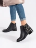 Black Ankle Boots with Flat Heels for Women