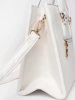 White satchel bag with decorative zipper
