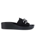 Black Platform Slides with Chain Detail