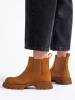 Suede Chelsea Boots with Flat Heels in Brown