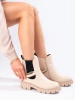Beige Ankle Boots with Chain Detail