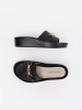 Women's black slides with chain