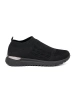 Black slip-on sports shoes with mesh upper