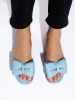 Blue Bow Slide Sandals