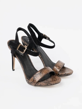 Stiletto Sandals with Snake Pattern