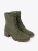 Green Women's Lace-up Ankle Boots