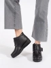 Cozy Black Wedge Ankle Boots
