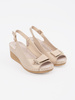 Beige low wedge sandals