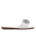 White Slide Sandals with Embellishment