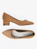 Brown Pumps with Low Decorative Heel