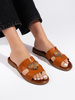 Chic Brown Slides with a Golden Heart