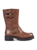 Brown Leather Platform Ankle Boots with Straps by Sergio Leone