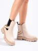 Beige Ankle Boots with Chain Detail