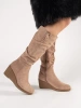 Women’s Beige Suede Knee-High Boots