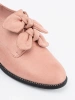 Light Pink Suede Loafers with Decorative Bow