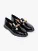 Elegant Patent Loafers with Gold Ornament