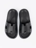 Women's black platform slides