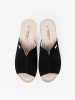 Women's black platform slides