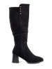 Black Suede Block Heel Boots