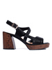 Chic Black Block Heel Sandals by Sergio Leone