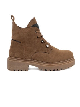 Light Brown Women's Ankle Boots with Suede Finish by Sergio Leone