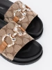 Black and Brown Embellished Slides
