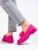 Pink Suede Loafers with Sparkling Crystals
