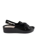 Black wedge sandals with leather insole