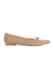 Beige and White Pointed-Toe Ballet Flats