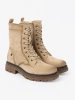 Suede Beige Worker Boots with Solid Tread