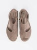 Dark beige flat perforated sandals