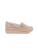 Beige thick-soled loafers