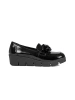 Black wedge loafers with adornment