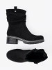 Black women's ankle boots with decorative ruching