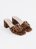 Leopard print tweed block heel mules