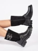 Black Leather Platform Ankle Boots with Straps by Sergio Leone
