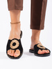 Black Suede Slide Sandals
