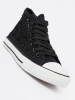 Black perforated high-top sneakers