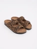 Women's Leather Leopard Print Slides