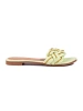 Chic Lime Slide Sandals with Chain Accent