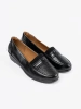 Black wedge heel loafers