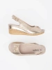 Gold wedge sandals with buckle