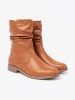 Comfortable Caramel Ankle Boots with Ruching