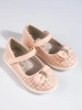 Lace-Style Ballet Flats in Powder Pink by Vinceza