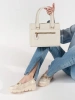 Light beige satchel bag with decorative zipper